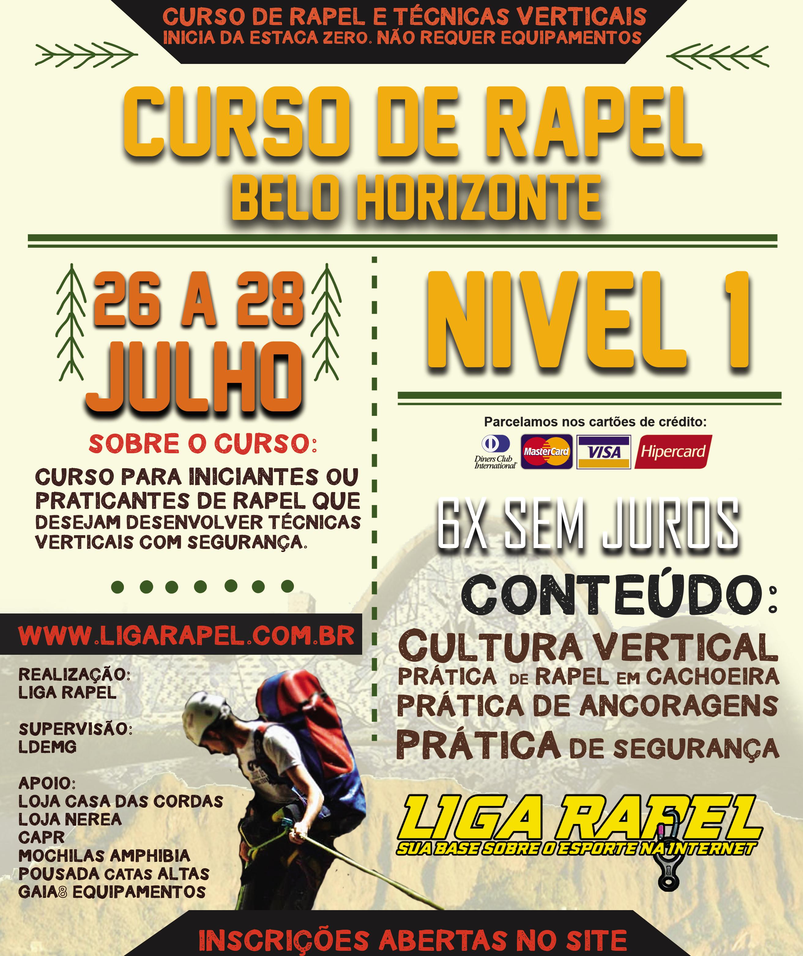 Curso de Rapel Nível 1 – Belo Horizonte Curso de Rapel Nível 1 – Belo Horizonte