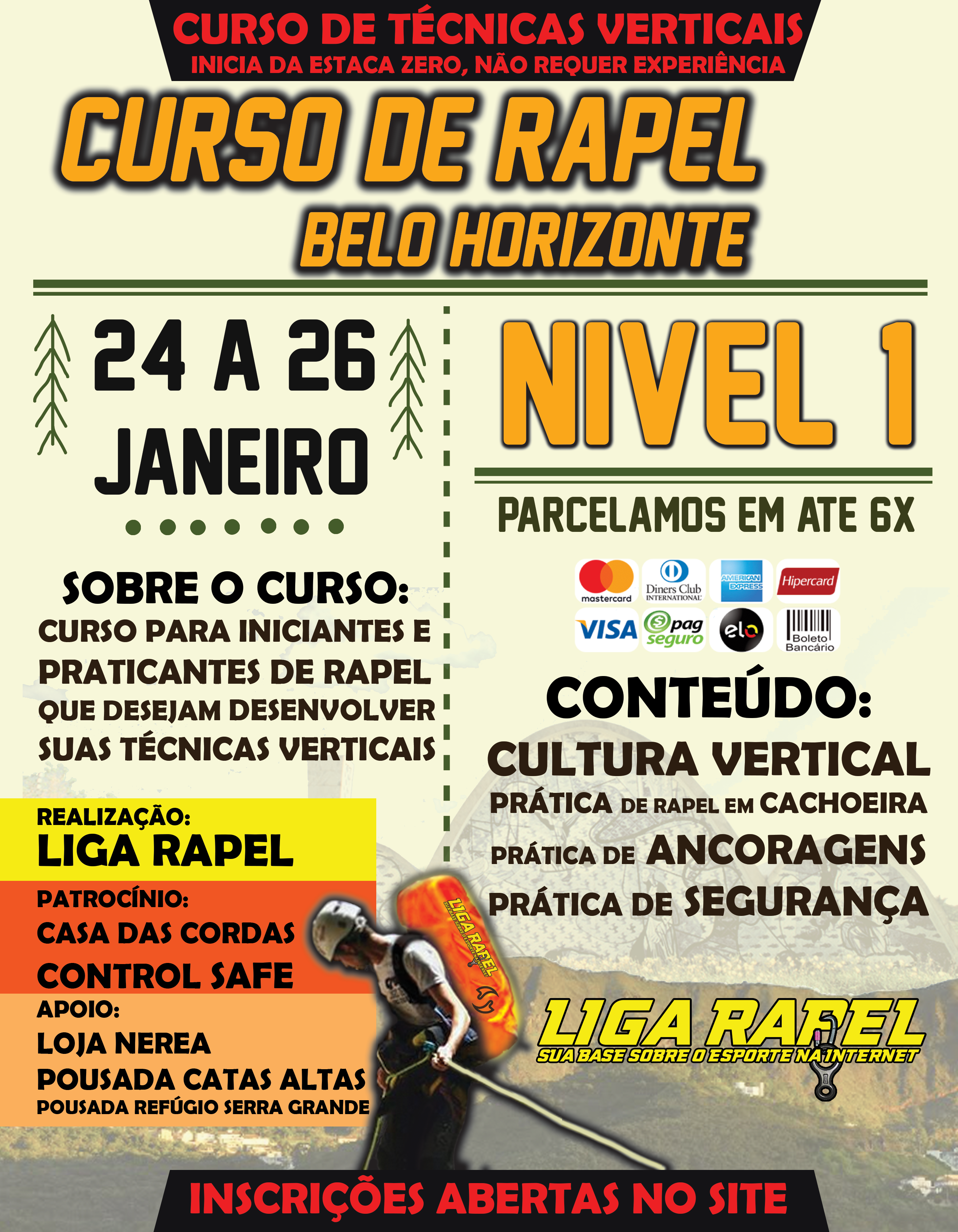 Curso de Rapel Nível 1 – Belo Horizonte Curso de Rapel Nível 1 – Belo Horizonte
